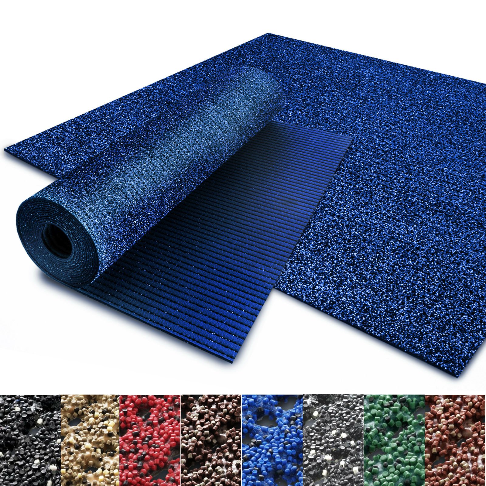 Zerbino Ingresso Esterno - Interno ad Uso Intensivo - Tappeto Cattura Sporco, Drenante, Antiscivolo, a Metraggio in 8 colori - 120x100cm - blu