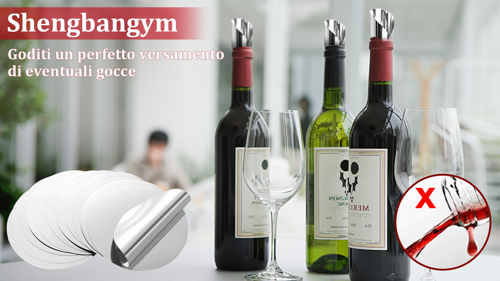 50 Pezzi Versatore Antigoccia Per Bottiglie – Salvagoccia In PET Argentato, Riutilizzabile Per Vino E Liquidi, Per Ristoranti E Casa