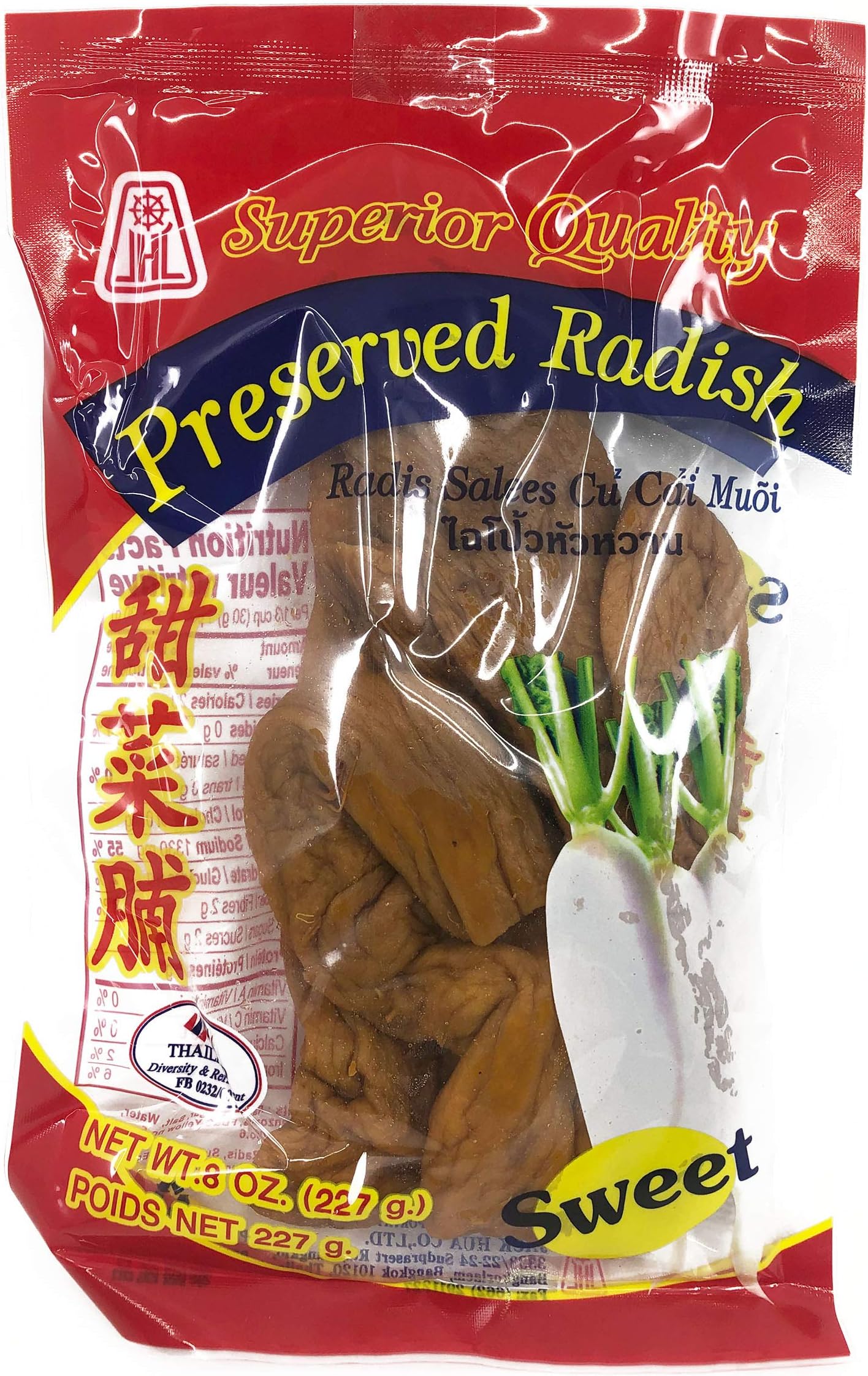 JHC Whole Preserved Radish Sweet 8Oz Product of Thailand