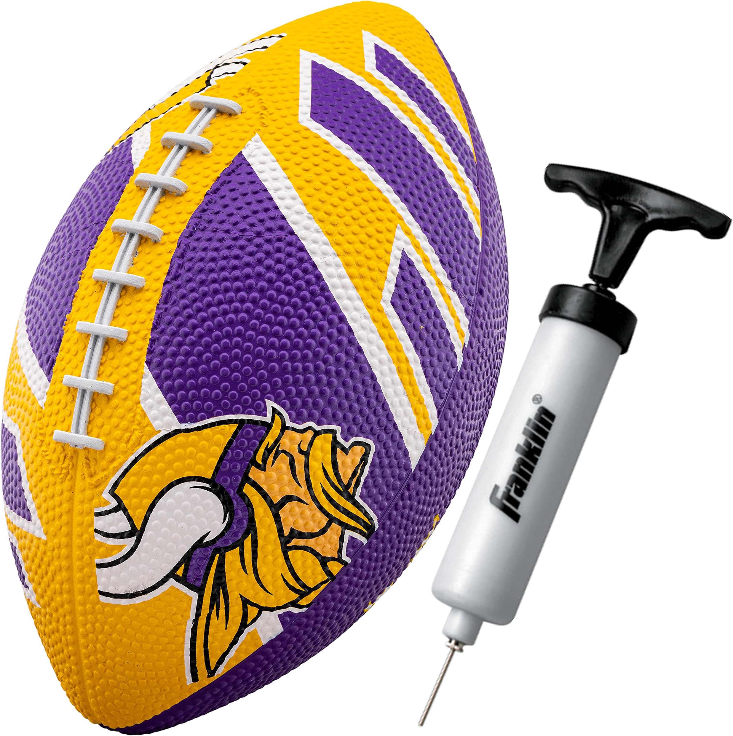 Franklin Sports NFL Team Footballs - Rubber Youth Mini Balls for All Teams - Kids 8.5" Football + Air Pump Sets - Official NFL Licensed