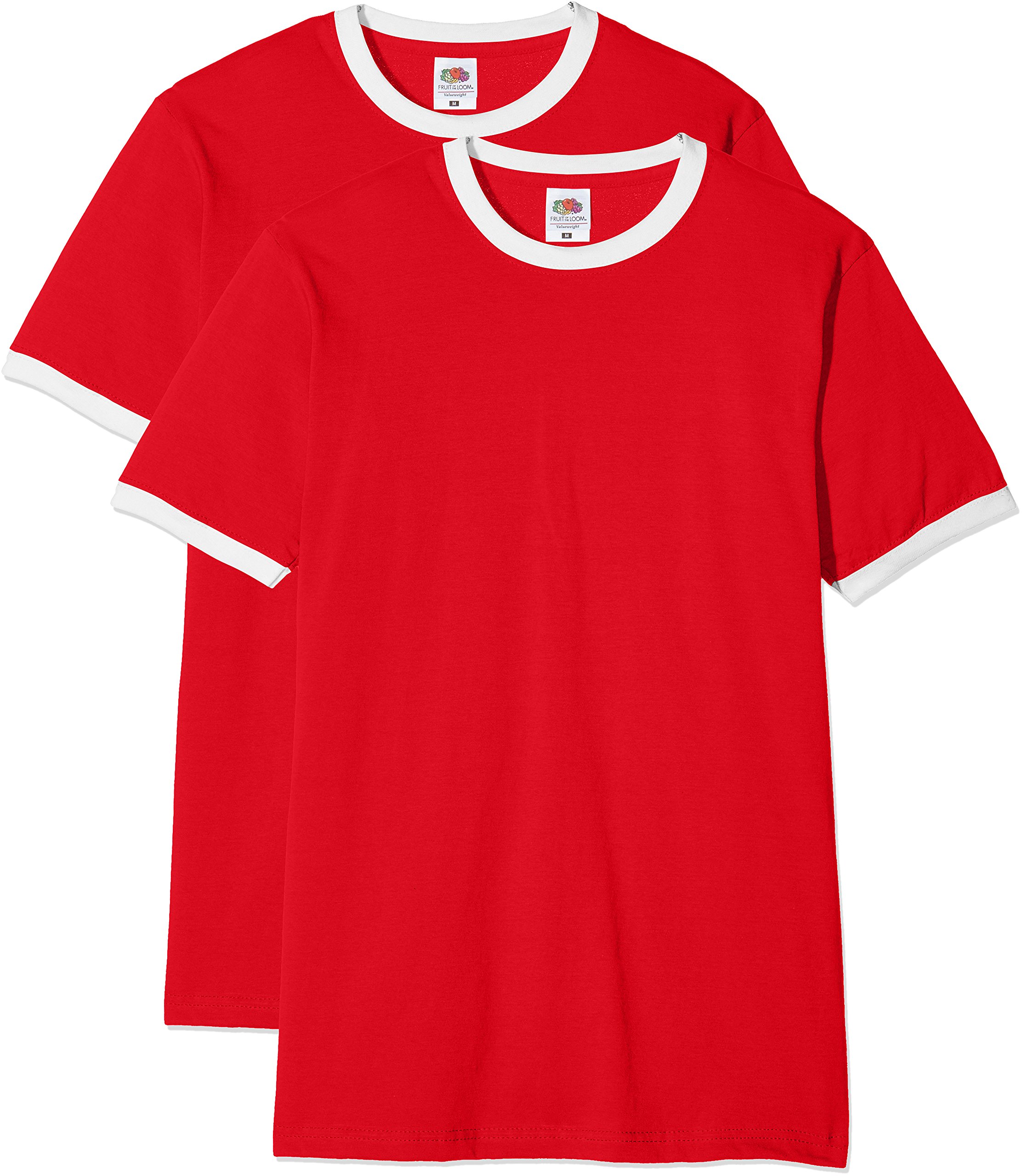 Fruit of the Loom Men's Ringer Premium T-Shirt Pack of 2, Red/White, Small