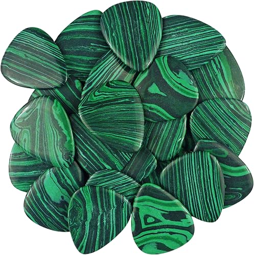 Miniatura 5 de Público de guitarra o bajo de piedra de malaquita verde, calibre ultra pesado de 0.118 in, forma 351, espectro exótico especial hecho a mano,