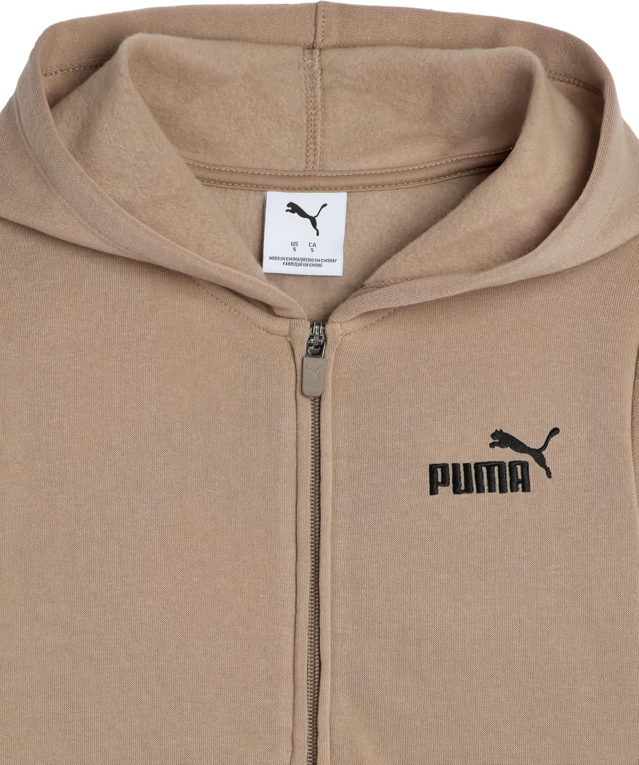 PUMA boys Essential Basics Logo Zip Up Hoodie, Fleece Sweatshirt, Front Pockets - Image 3