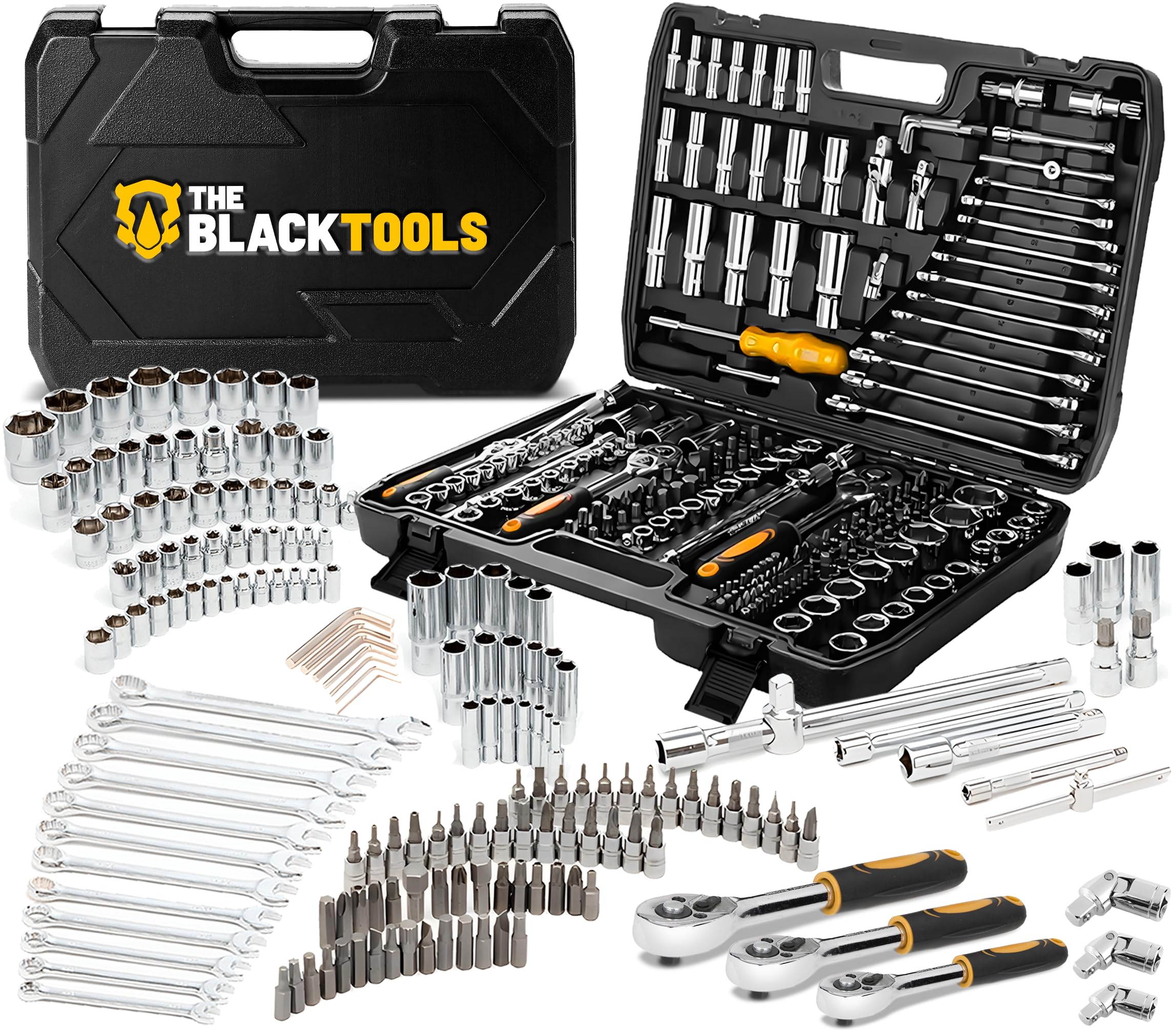 Jogo de Soquetes e Chaves 216 Peças The Black Tools TKF216