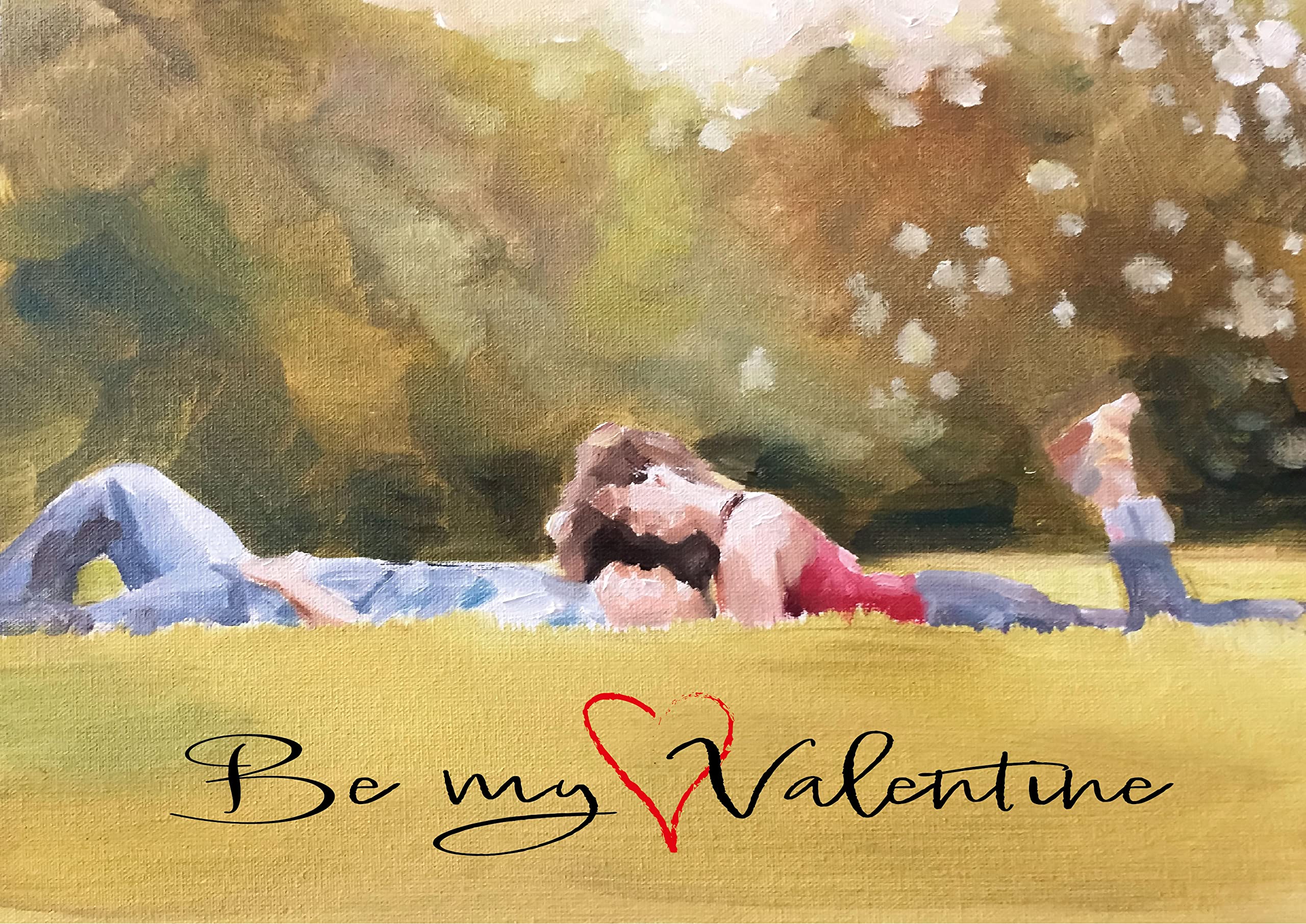 James Coates Valentines Card for husband wife girlfriend boyfriend on Valentine's Day couple in park Multicolour A5