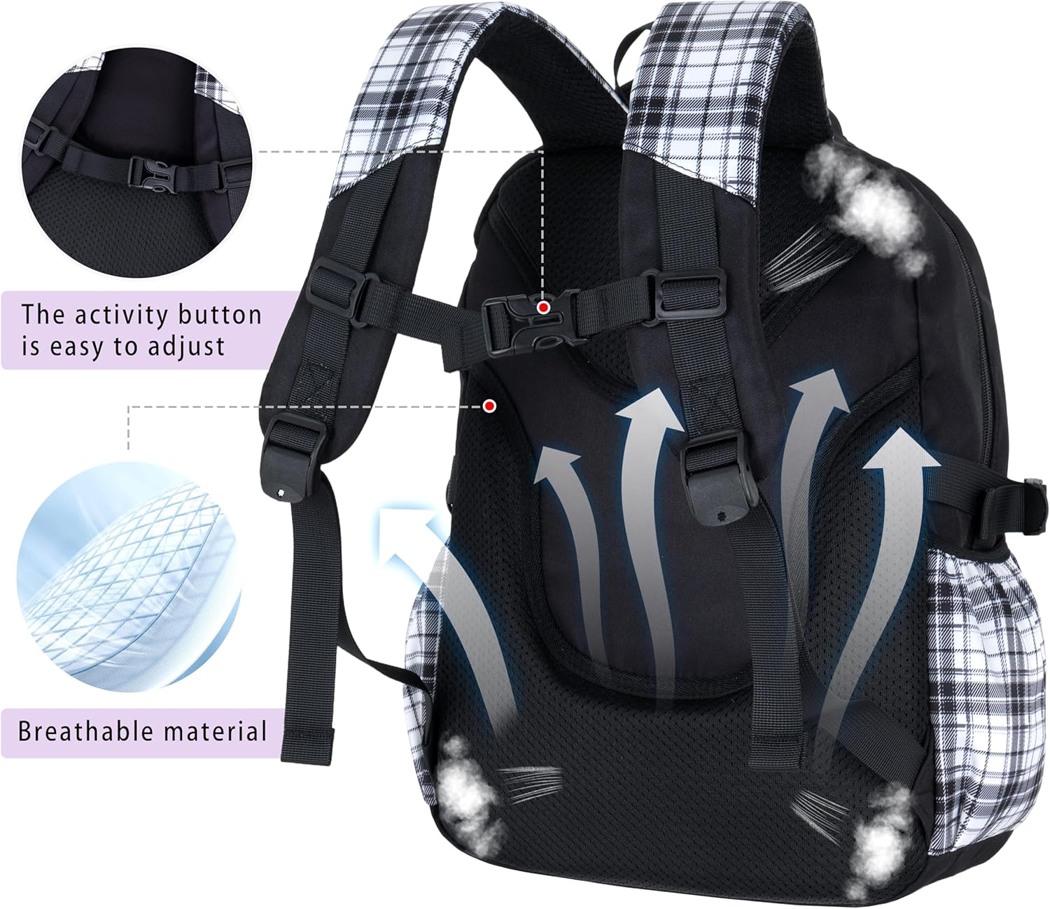 Roffatide Anime Kawaii School Backpack for Girls Boys with 21Pcs Accessories Cartoon Students Aesthetic New Semester Gifts Laptop Backpack with Cute Pins, Anti-Theft, ID Badge Holder Black B