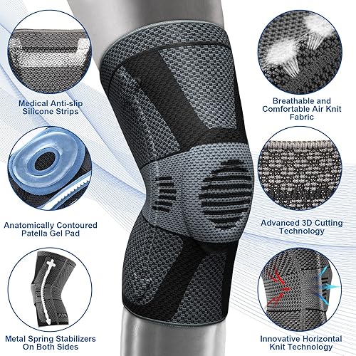 Miniatura 2 de NEENCA Rodillera profesional para aliviar el dolor, rodillera médica de compresión, soporte de rodilla con tecnología de punto horizontal para