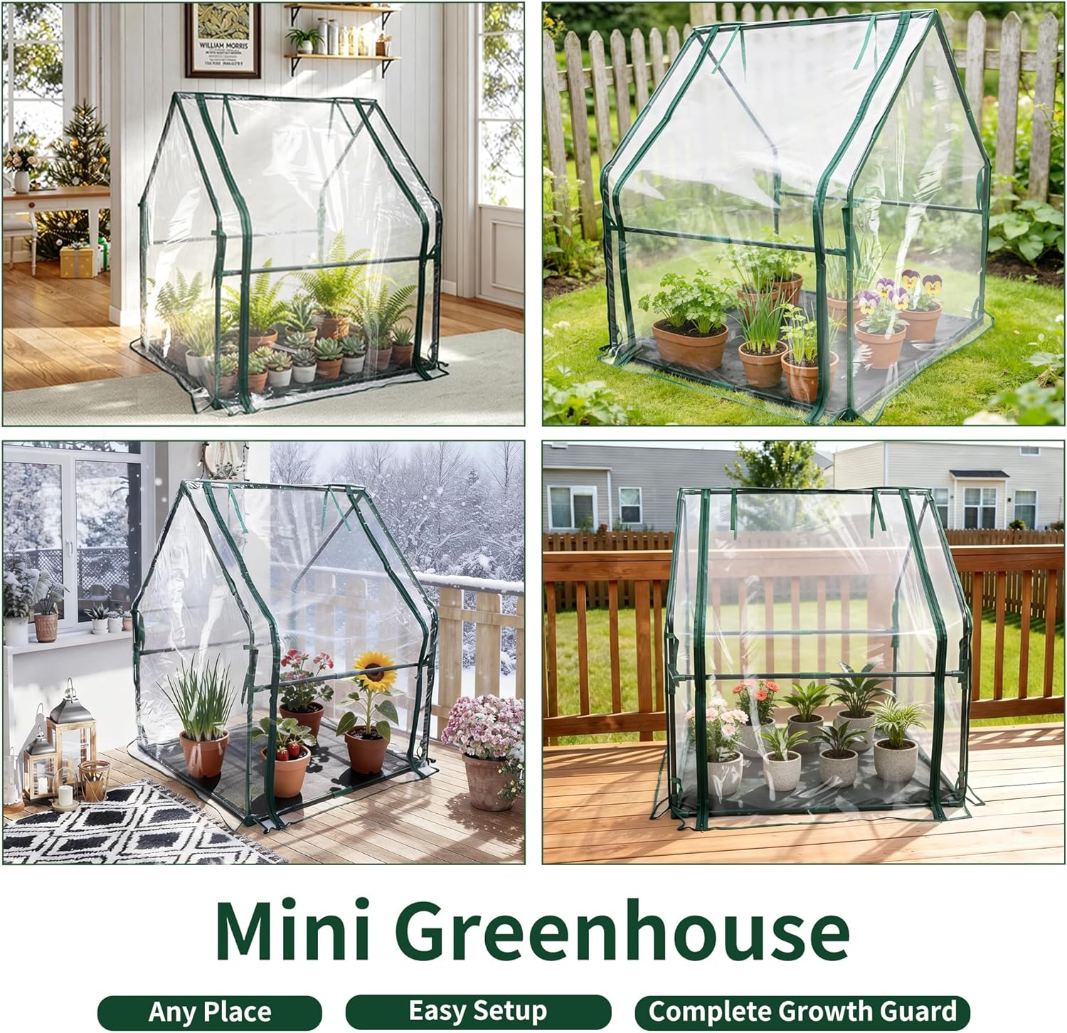 Mini Greenhouse 36"x36"x42" Plant Cover Tent Seed Starting Waterproof Floor Mat Small Plant Tent for Use on Patio Balcony Porch & Indoors/Outdoors