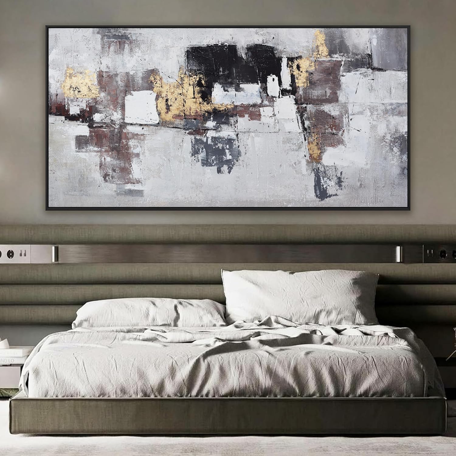 Wall Art Modern Artwork Canvas Prints Framed Picture Green Plant Forest Abstract Tree Contemporary Wall Art Bedroom Living Room Office Decoration Framed Ready To Hang 24x48 Inch
