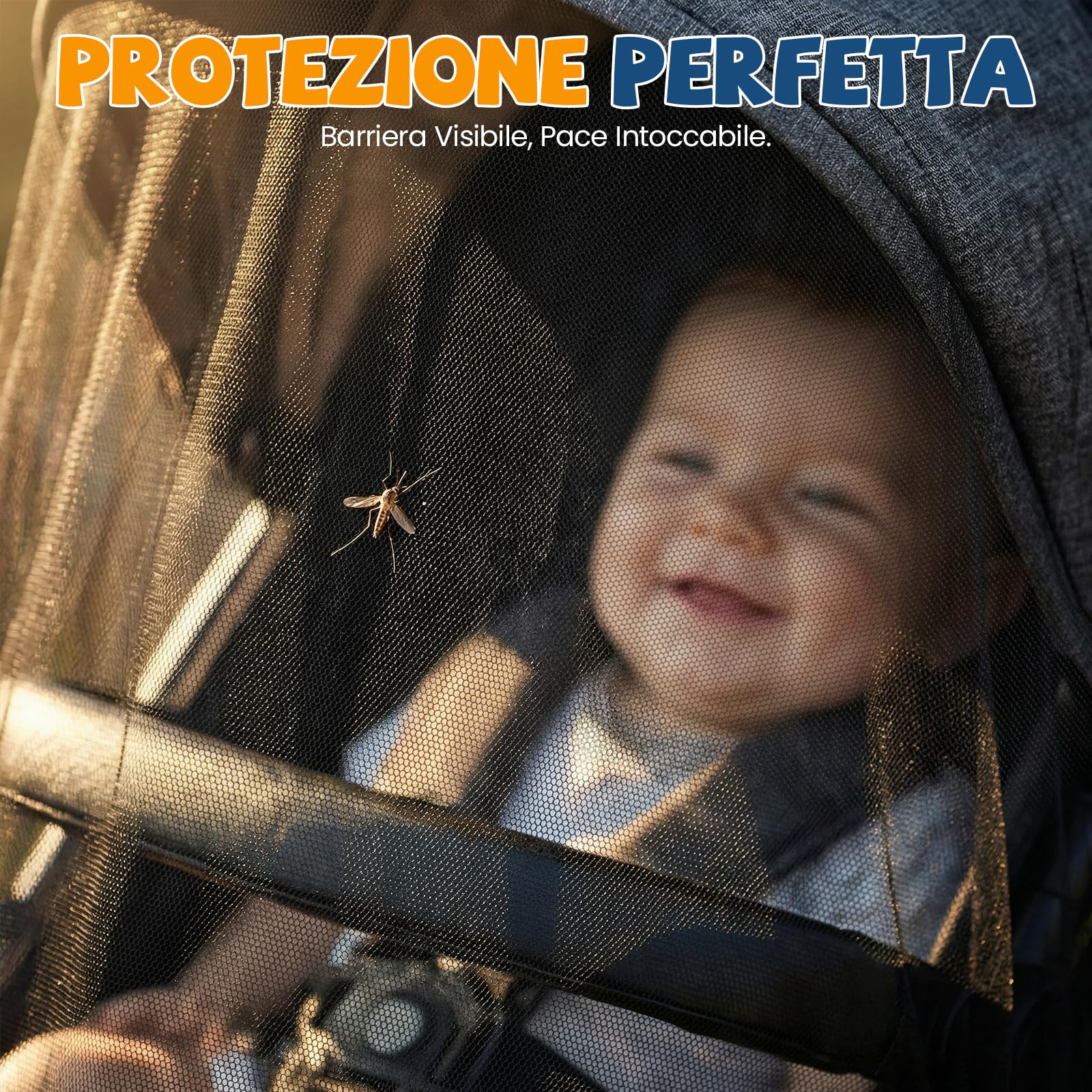 Orzbow 2 Pezzi Zanzariera Passeggino Universale, Zanzariera Passeggino con Bordo Elastico, Rete in Poliestere Resistente, Traspirante, Protezione Insetti e Sconosciuti, Facile da Installare, Nero