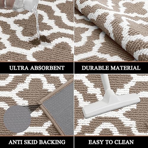 Miniatura 151 de HEBE Tapete para puerta interior, 20 x 32 pulgadas, antideslizante, para puerta delantera, lavable, atrapador de suciedad para entrada, tapete