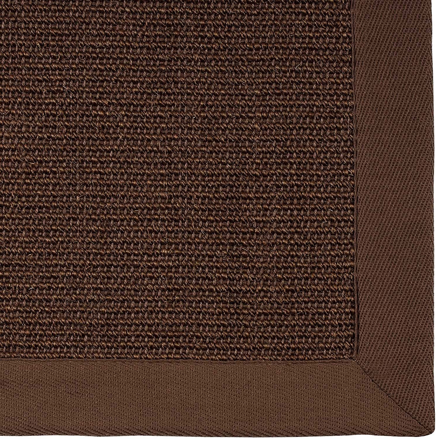 casa pura SisalTeppich Wohn- und Schlafbereich, Küche und Esszimmer, Dunkelbraun, Rutschfester, waschbarer kurzfloriger Teppich mit Bordüre, 200 x 290 cm