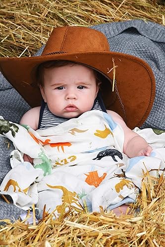 Miniatura 5 de Aenne Baby Manta de muselina para bebé con estampado de dinosaurio de dinosaurio, lujosa, suave y sedosa, 47 x 47 pulgadas (paquete de 1), funda de