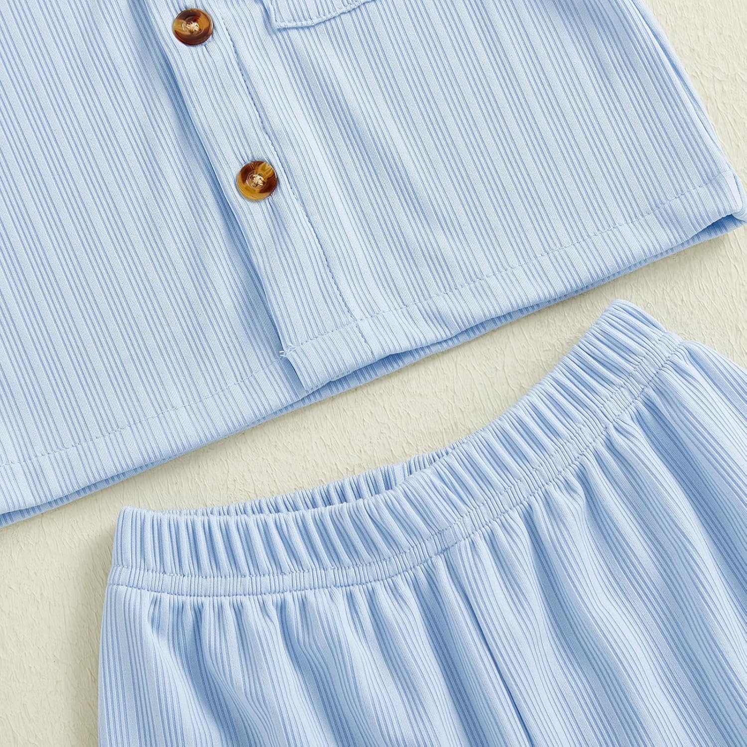 fhutpw Baby Boy Clothes Toddler Infant Leisure Ribbed Button Down Shirt Tops + Shorts Set 2PCS Summer Soft and Smooth Outfit - Image 7