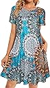 elescat Womens Summer Dresses Beach Casual Loose Tshirt Floral Short Sleeve Flowy Pockets Sundresses 2026