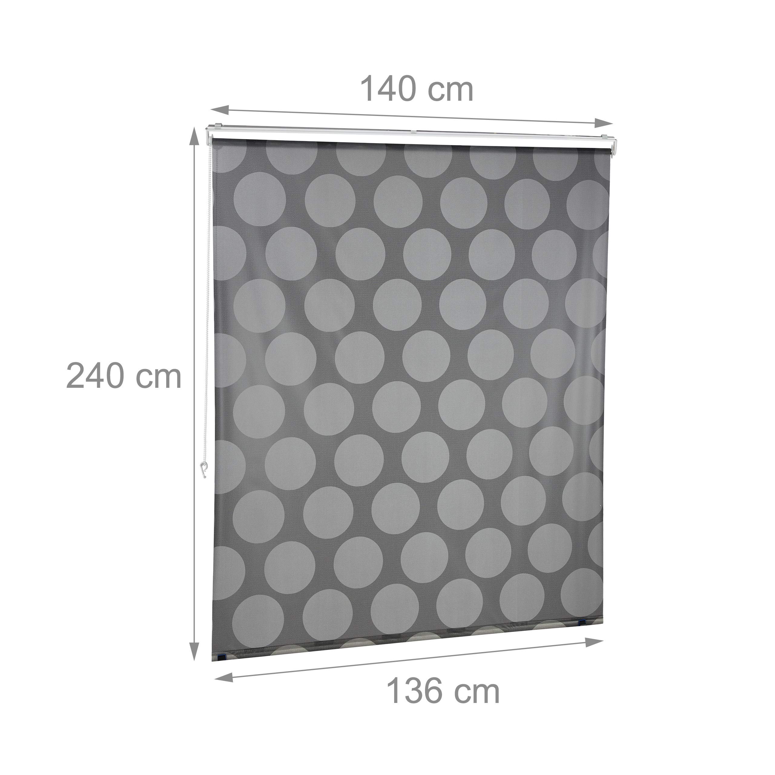 Relaxdays Tenda per Doccia Moderna, 140x240, Vasca da Bagno, Idrorepellente, Montaggio a Soffitto, Rullo Finestra,Grigia
