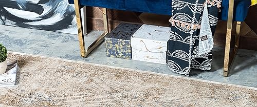 Miniatura 4 de Unique Loom Chateau Collection - Alfombra de área Wilson (3' x 13' 1", color beige/azul)