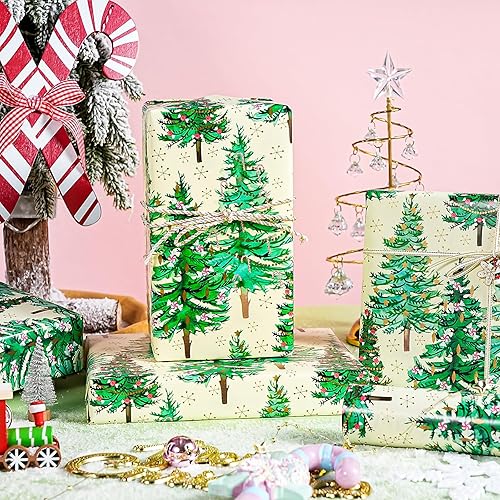 Vista 71 de WRAPAHOLIC Papel de regalo reversible de Navidad, mini rollo, 17 pulgadas x 33 pies, diseño de gnomo azul morado y cuadros con brillo metálico