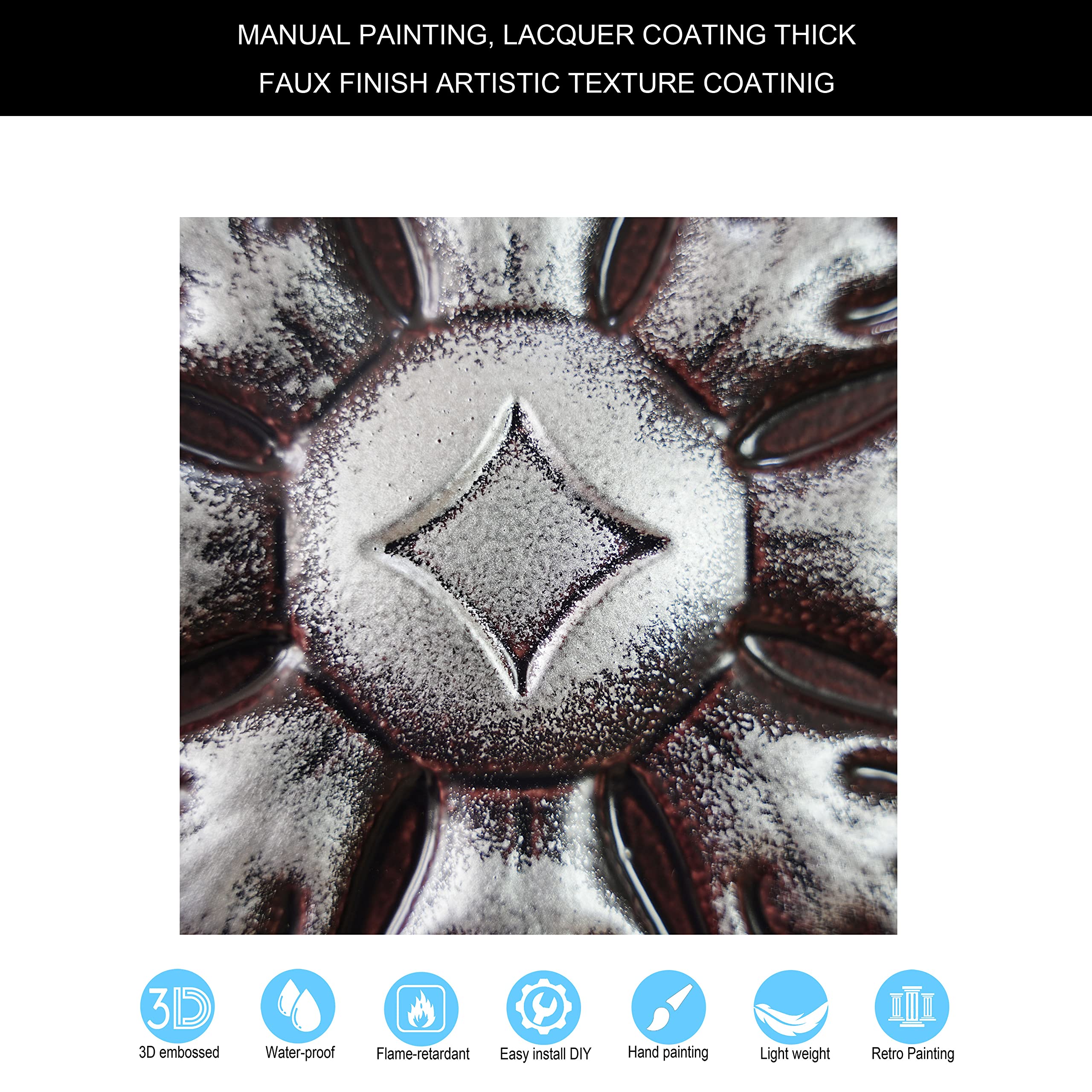 Panel de PVC para decoración de paredes，Decoración de arte con azulejos de techo de hojalata，(PVC de 24"x24")，PL70 Plata tradicional 10piezas