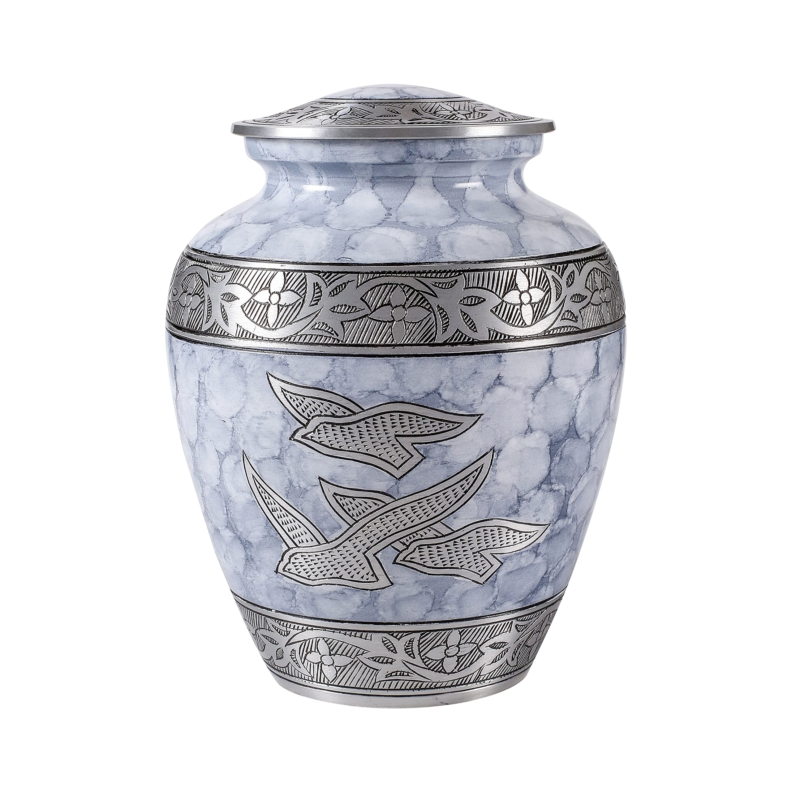 Urn for Human Ashes - Size 9x7 inch-Silver with Birds Engraved Cloud Fire A Beautiful and Humble Urn for Your Loved Ones Remains. This Lovely - Urn Will Bring You Comfort Each Time You See It