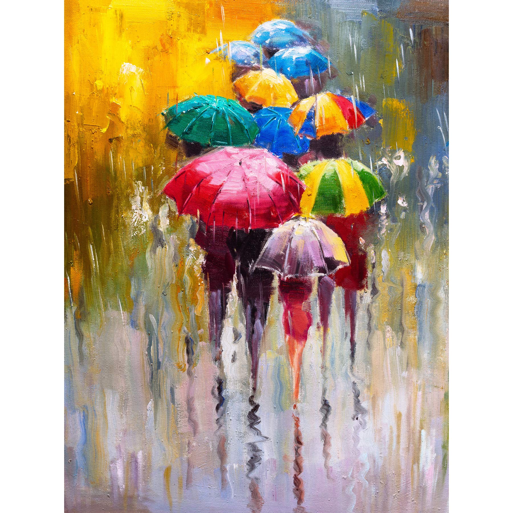 Wee Blue Coo Umbrellas In The Rain Painting Art Print Poster Wall Decor