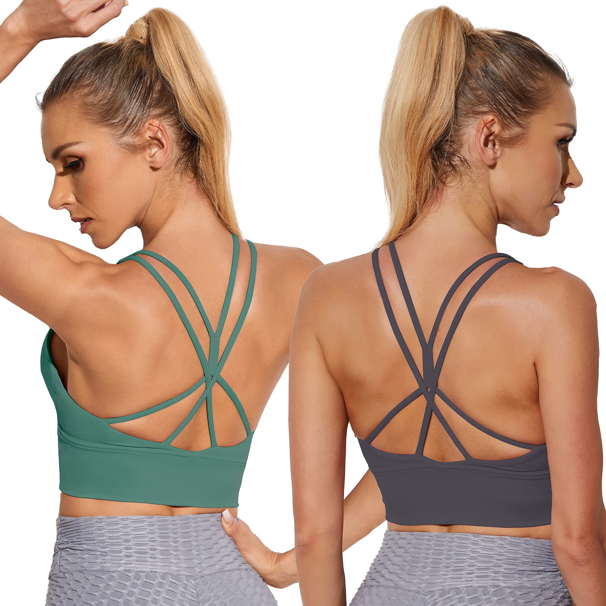 PINKCOSER Women's Sports Bras Large 01-creyish Purple-cyan-2pcs