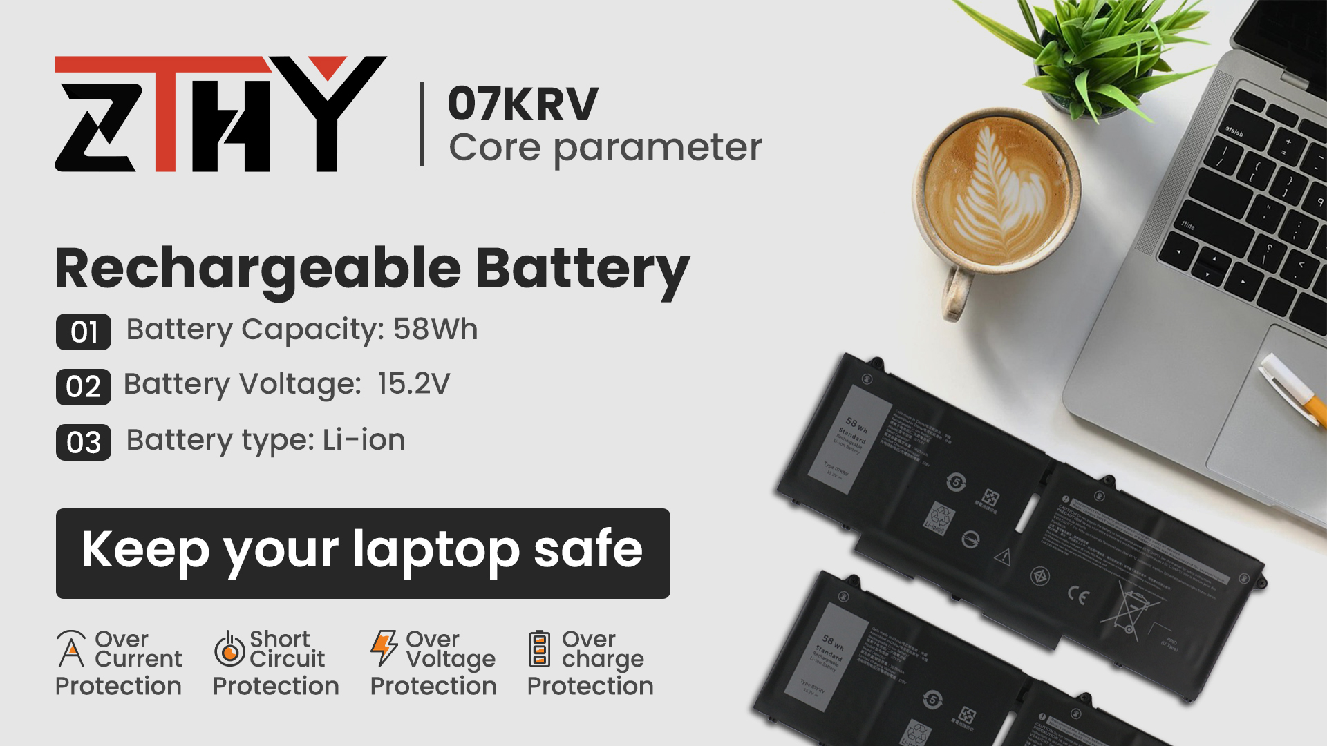 Amazon.com: 58Wh FK0VR 07KRV Laptop Battery Replacement for Dell