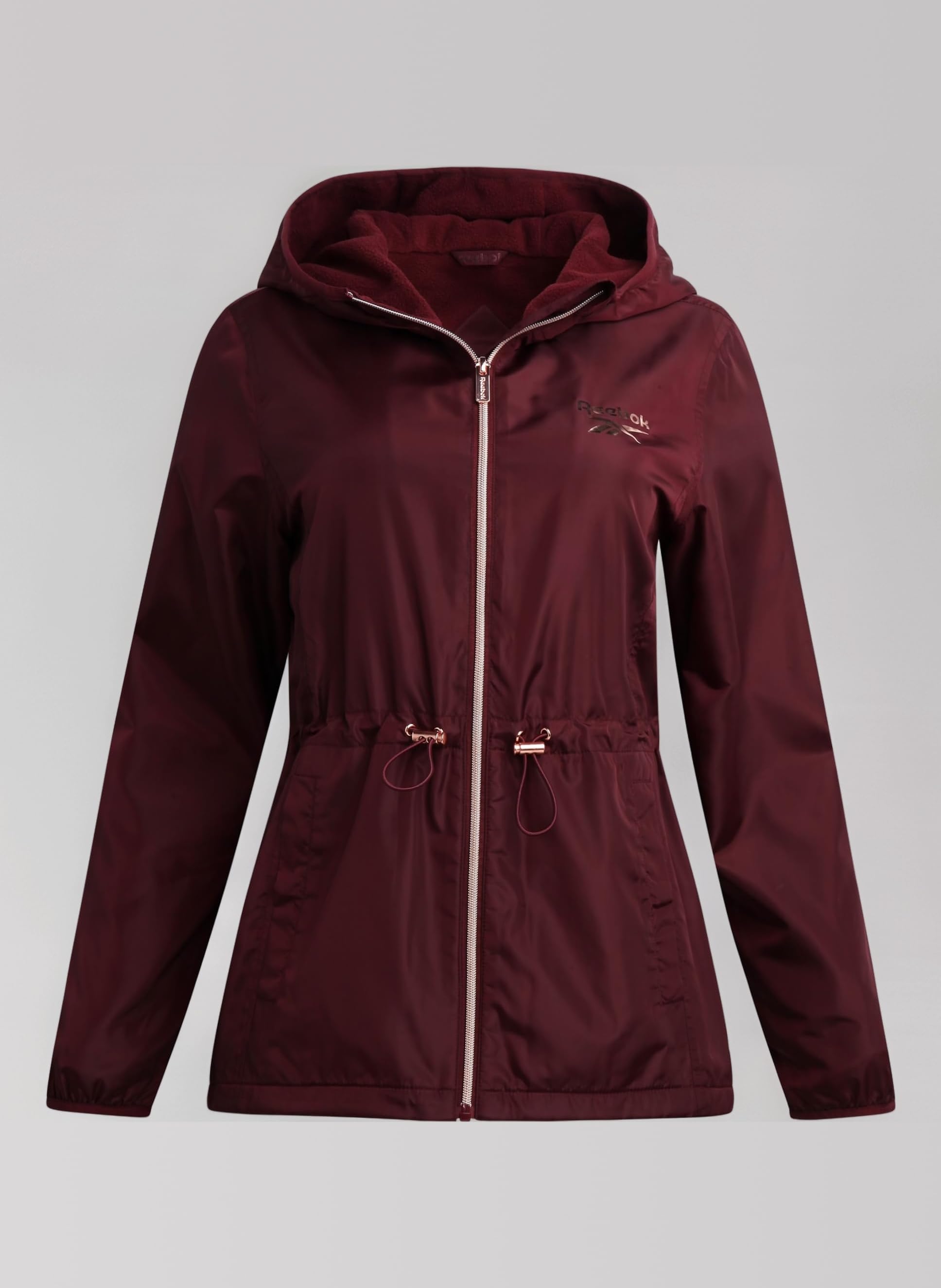 Reebok Womens Windbreaker Jacket - Water Resistant Polar Fleece Windbreaker Jacket for Women with Hood & Cinch Waist Toggles