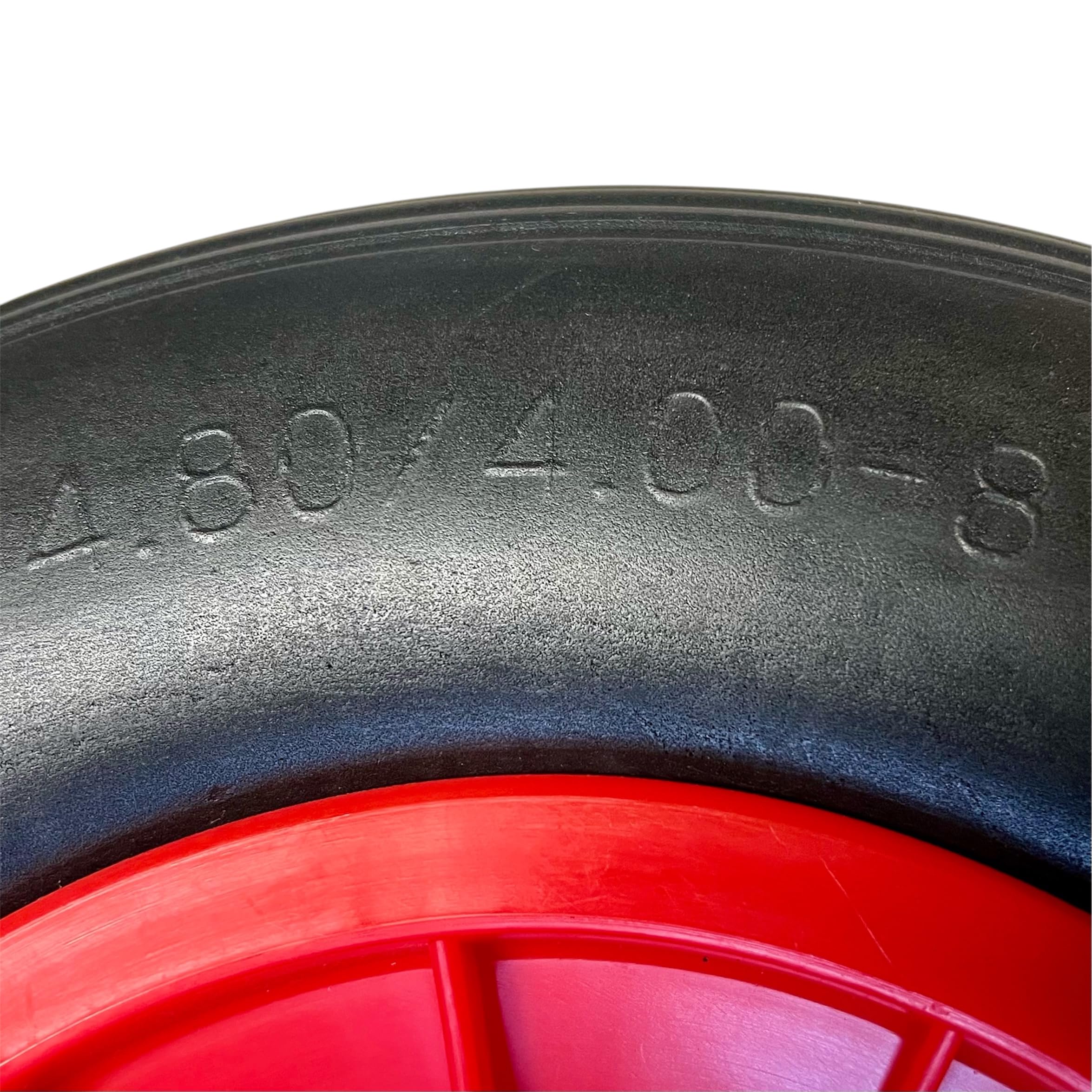 KOVA® 4x Schubkarrenrad Vollgummi PU 4.80/4.00-8 Rad für Schubkarre Pannensicher - 120 kg Traglast - Kunststoff-Felge - Ø 380mm Schubkarrenrad 4.80 4.00-8 - Schubkarren Ersatzrad Vollgummirad Schw/Rot