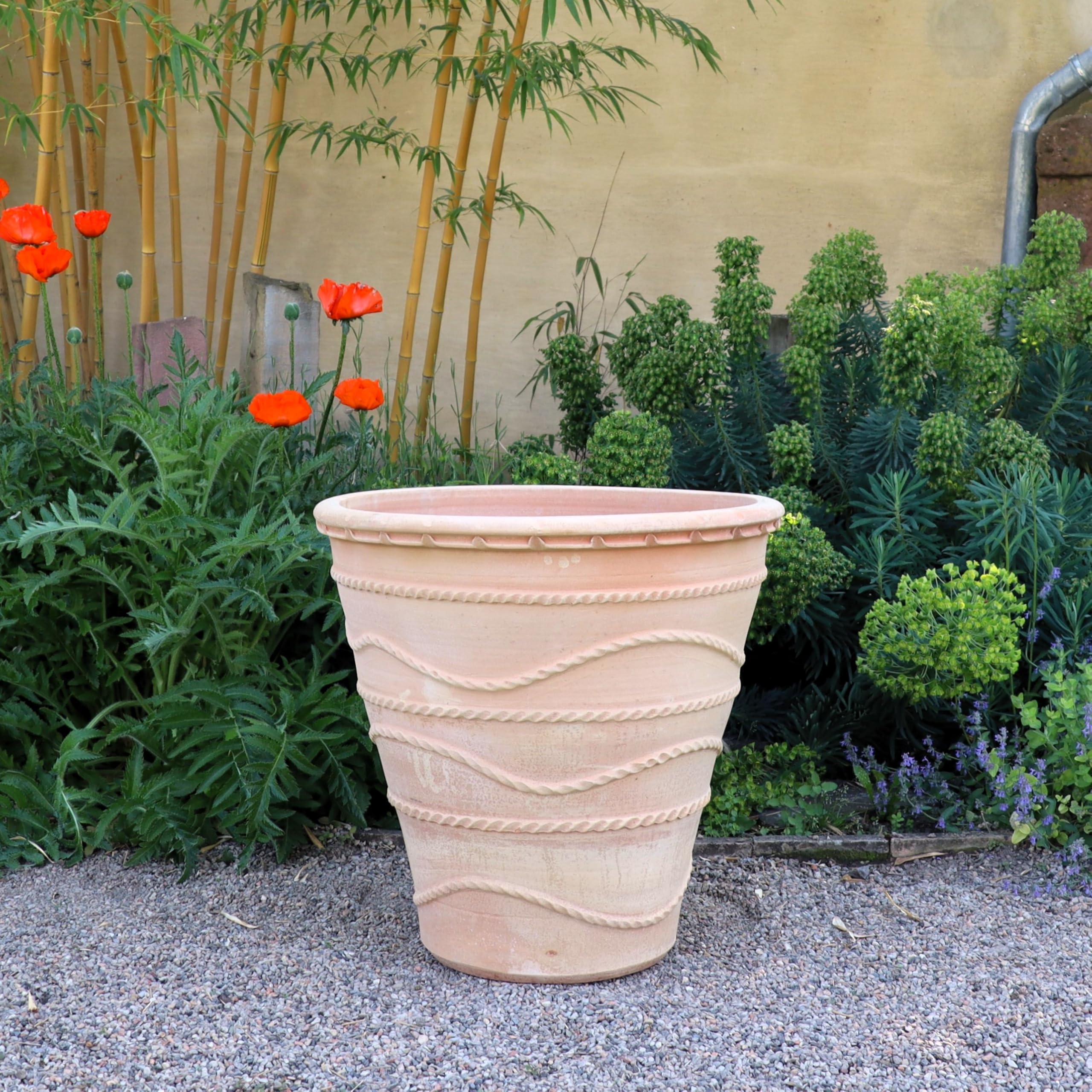 Palatina Werkstatt Duża, stabilna, wysoka doniczka 50 cm z terakoty, odporna na mróz, ozdobna doniczka z Krety, do sadzenia roślin Acanthus, obwód 60 cm