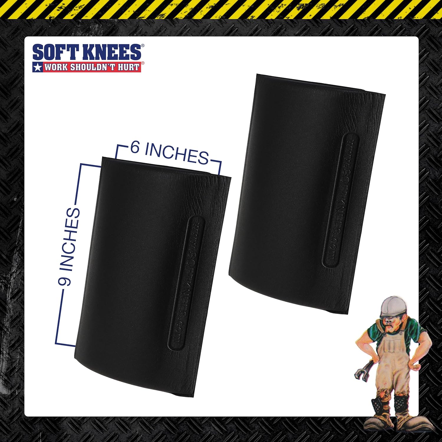 Soft Knees No-Strap Knee Pads for Men, 6” x 9” Knee Pad Inserts for Work Pants with Double Knee Pads for Work & Construction, Knee Savers for Mens Work Pants, Softknees - Image 2