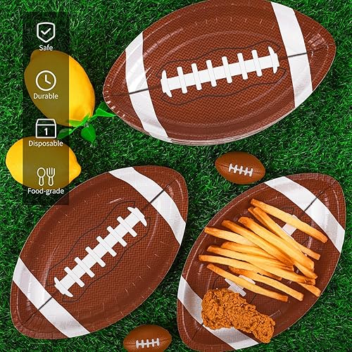 Miniatura 4 de durony 200 platos de fiesta de fútbol, bandejas de servir con forma de fútbol, platos desechables para aperitivos, regalos de fiesta deportiva para