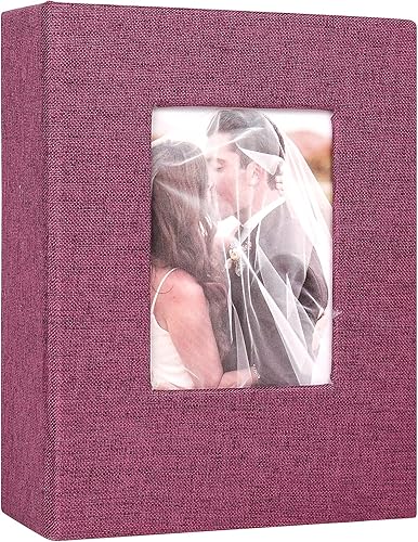 RECUTMS Álbum de fotos con capacidad para 100 fotos, cubierta de lino, interior pequeño, álbum de fotos, libro de fotos de boda