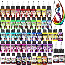 Tinta para aerógrafo - Conjunto de tinta para aerógrafo pronto para pulverizar 54 cores, tintas acrílicas à base de água para metal - 10 ml