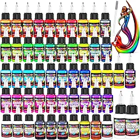 Tinta para aerógrafo - Conjunto de tinta para aerógrafo pronto para pulverizar 54 cores, tintas acrílicas à base de água para metal - 10 ml