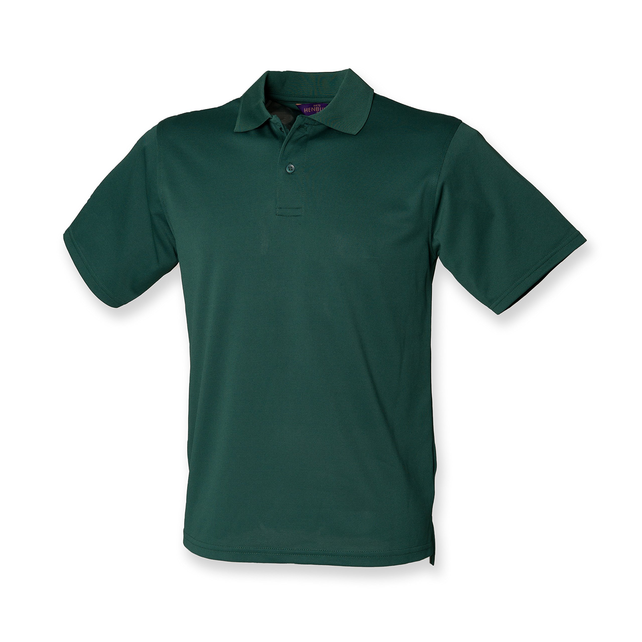 Henbury Men's Bottle Green Coolplus Wicking Pique Polo Shirt Xxl
