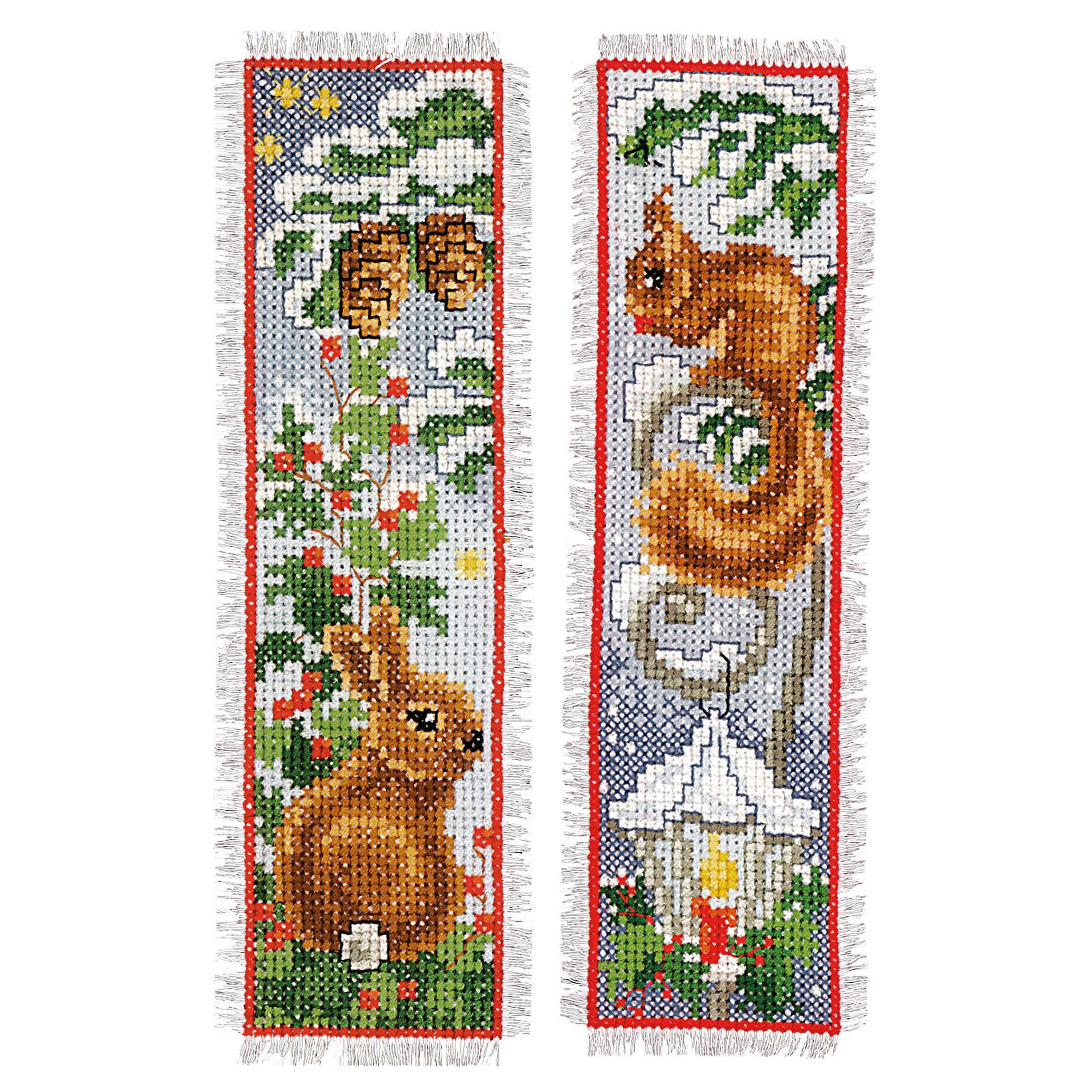 Kit point de croix compté marque-page Vervaco Lapin et Écureuil broderie adulte