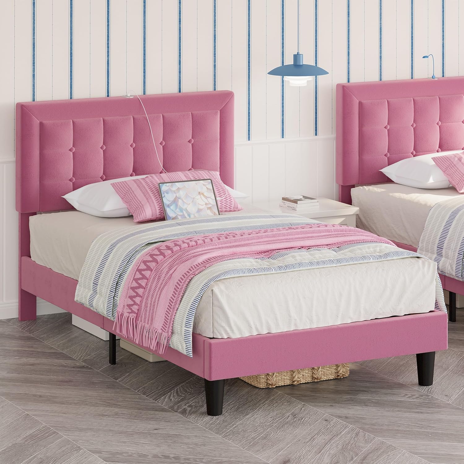 Two ANCTOR Twin Bed Frames in a room setting