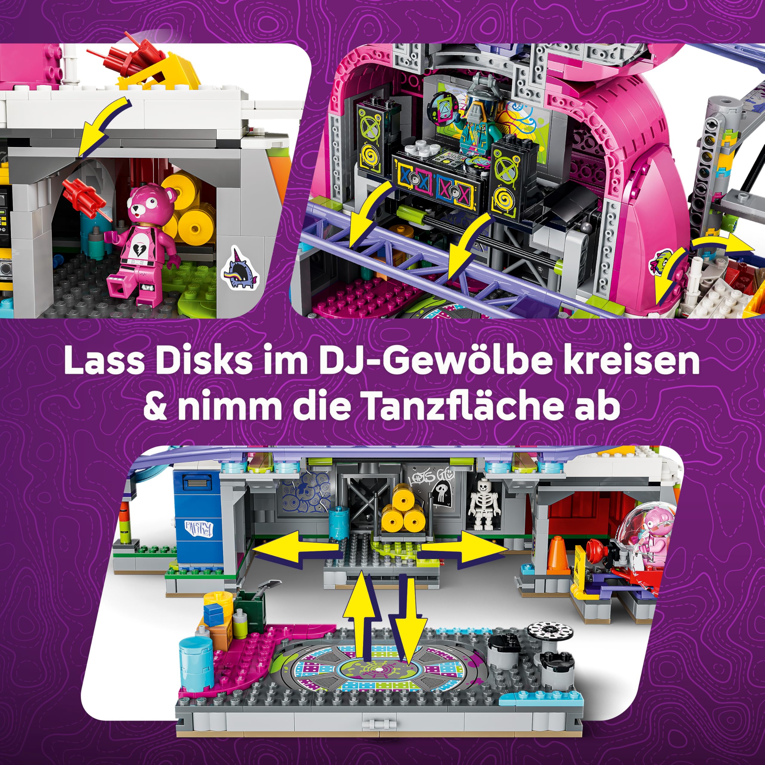 LEGO Fortnite Rave Cave - Interaktives Spielzeug mit Freizeitpark-Modell und 6 Minifiguren - Zimmerdeko für Kinder - Gaming-Geschenk für Jungen, Mädchen und Teenager ab 12 Jahren - 77082