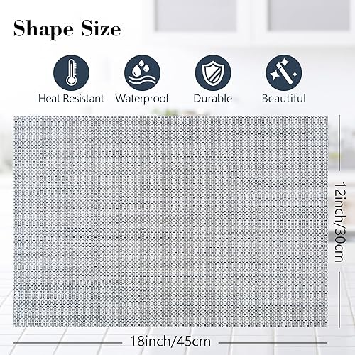Miniatura 2 de JUCCWARM Placemats Set of 4 Heat Resistant Placemats for Dining Table Woven Vinyl Place Mats Easy Clean Washable Table Mats 18 x 12 inches (Gradual