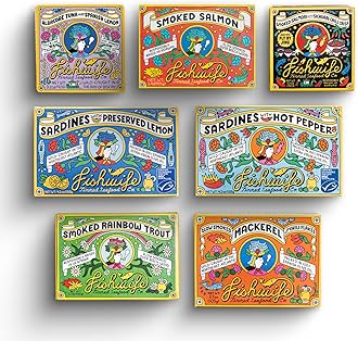 Fishwife Starter 7-Pack (Variety of Tinned Seafood including Smoked Salmon, Rainbow Trout, Sardines, Tuna & More!) | Gluten Free, High Protein, Omega-3s | Hand-Packed