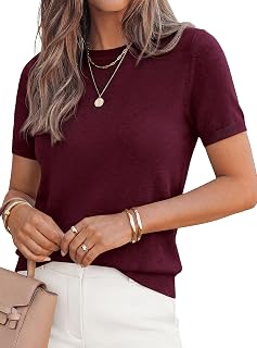 PRETTYGARDEN Women's Short Sleeve Sweaters Summer Tops OEKO-TEX STANDARD 100