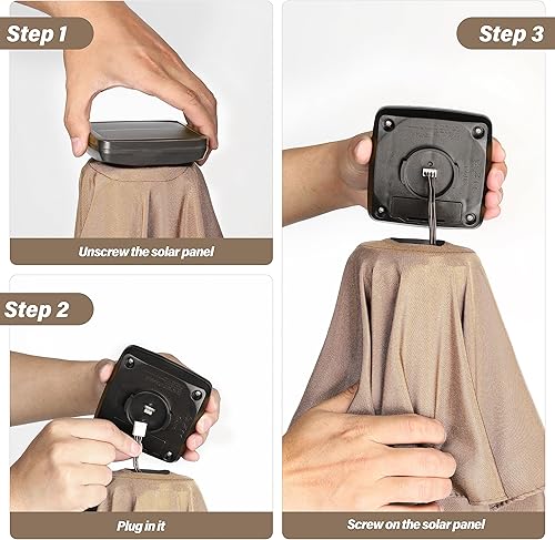 Miniatura 8 de YSSOA Mesa de patio solar de 32 pies con iluminación solar de 9 pies con botón de inclinaciónmanivela para jardín, terraza, patio trasero y piscina,