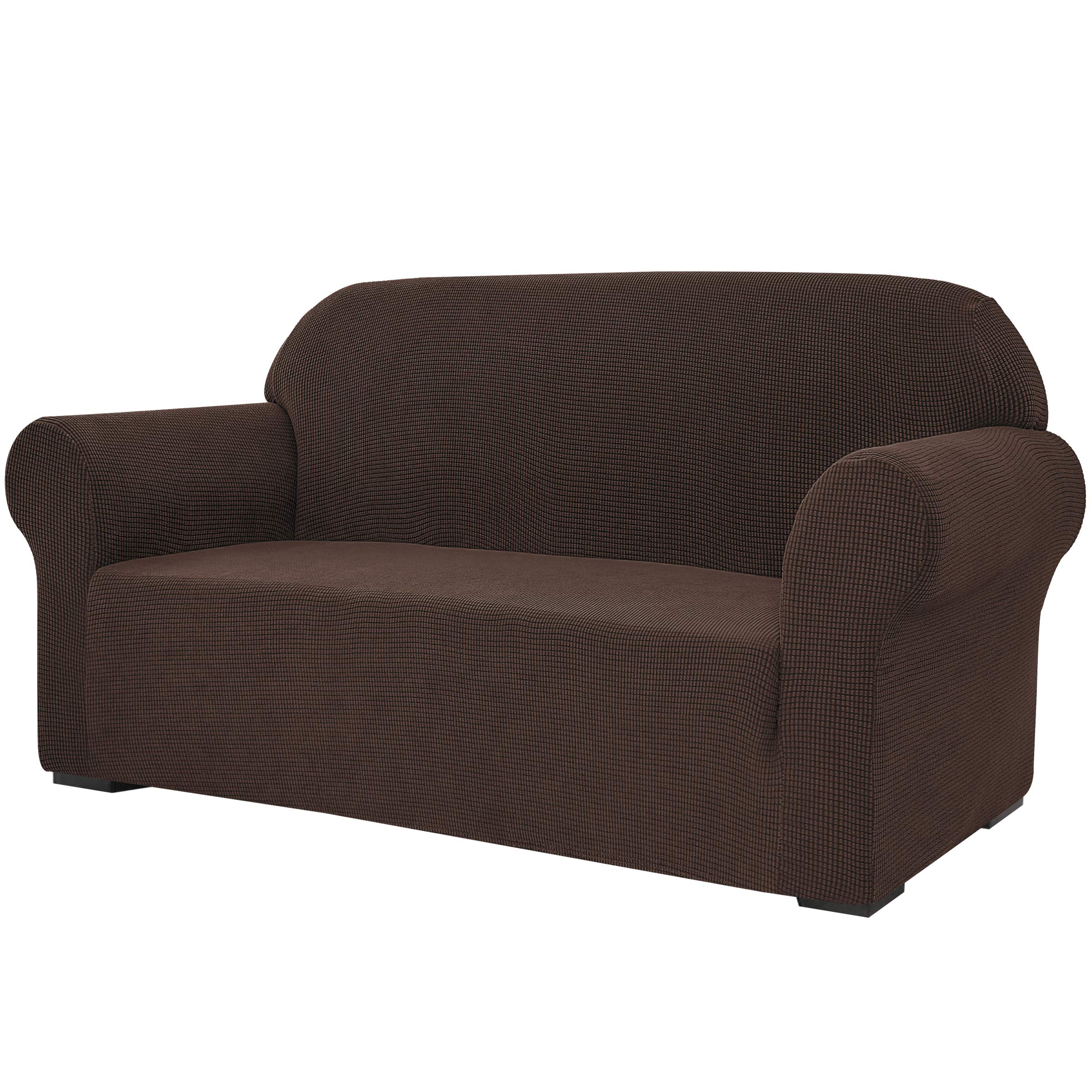 SU SUBRTEX 1-Piece Stretch Sofa Cover Spandex Jacquard Fabric Slipcovers for Couch, Sofa Armchair Anti-Slip Furniture Protector (X-large, Dark brown)