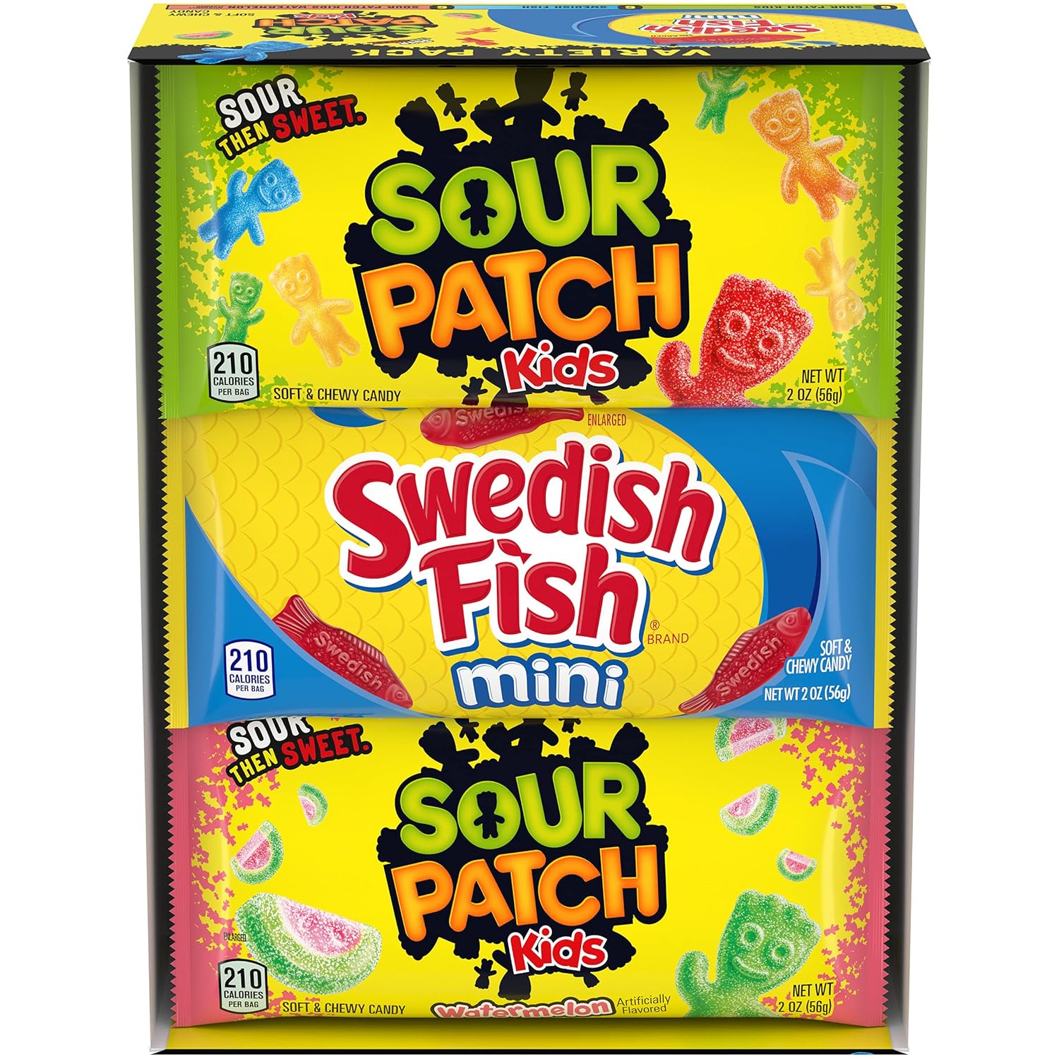 SOUR PATCH KIDS & SWEDISH FISH Soft & Chewy Candy Variety Pack, 18 Individual Snack Packs : Grocery & Gourmet Food