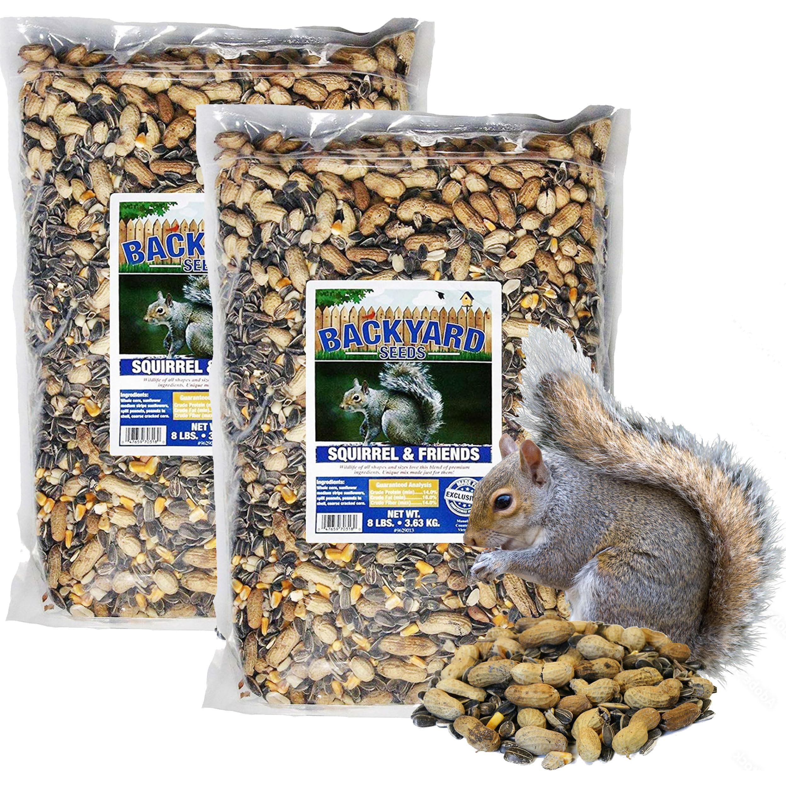 Backyard Seeds Squirrel & Chipmunk Food Mix – Premium Wildlife Blend with Sunflower Seeds, Peanuts & Corn – Ideal for Squirrels, Chipmunks, Rabbits & Backyard Birds? (16 Pounds)