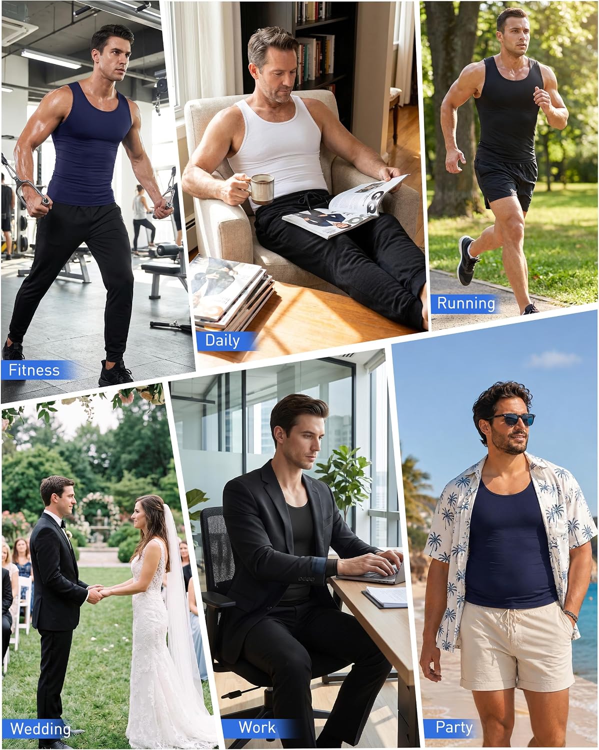 Roadbox Mens Compression Shirt Shapewear, Slimming Body Shaper Gynecomastia Tummy Control Undershirt Workout Gym Tank Top