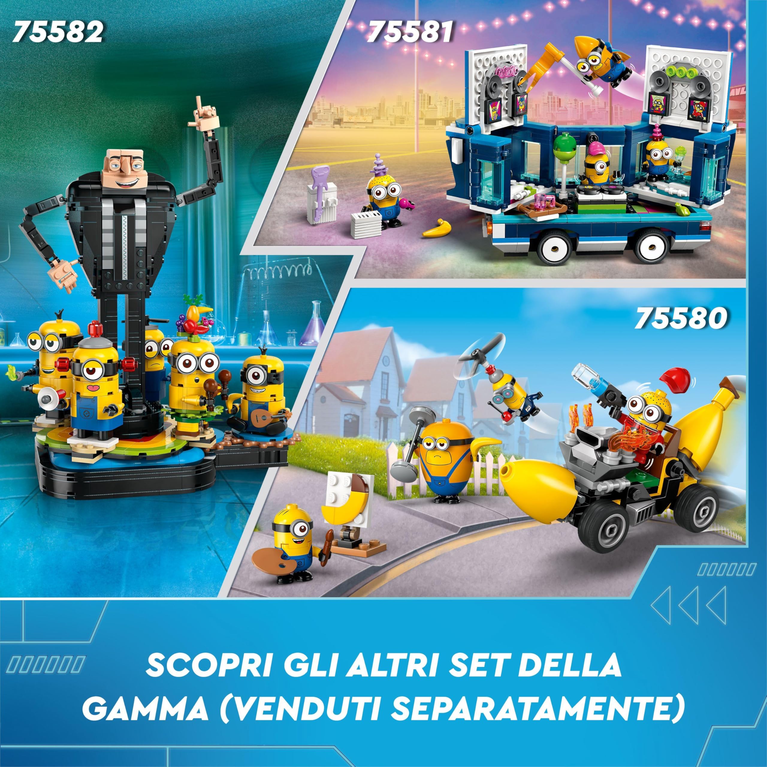LEGO Cattivissimo Me Gru e Minions in Mattoncini, Set dal Film della Illumination, Personaggi da Costruire che Danzano, Giochi Creativi per Bambine e Bambini da 9 Anni, Regalo da Esposizione 75582
