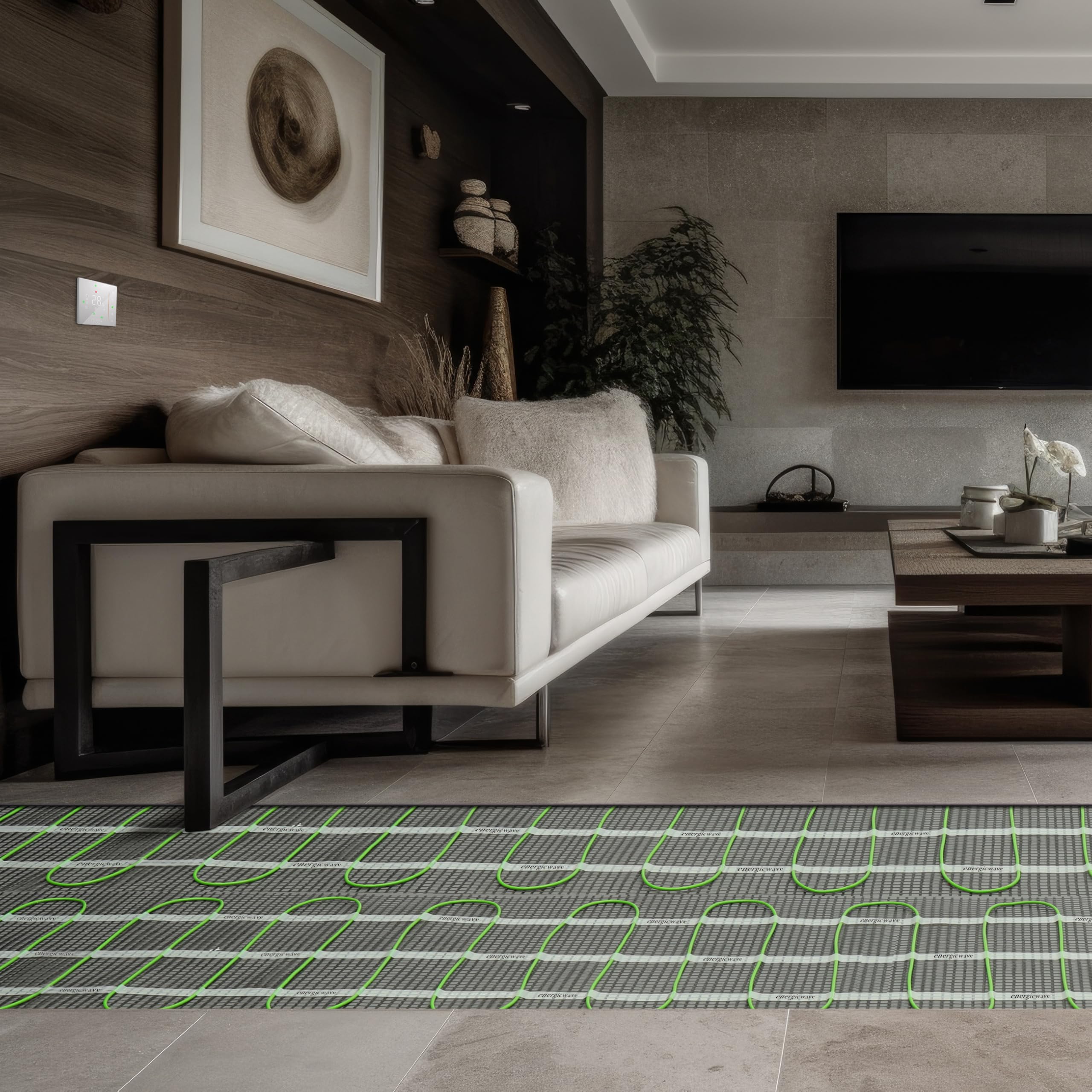 Tapis de Chauffage Sol Électrique 3m² 150 W/m² - Kit Complet avec Thermostat Wi-Fi, Tapis Chauffant, Natte Chauffante pour Carrelage, Grès Cérame et Sols en Pierre