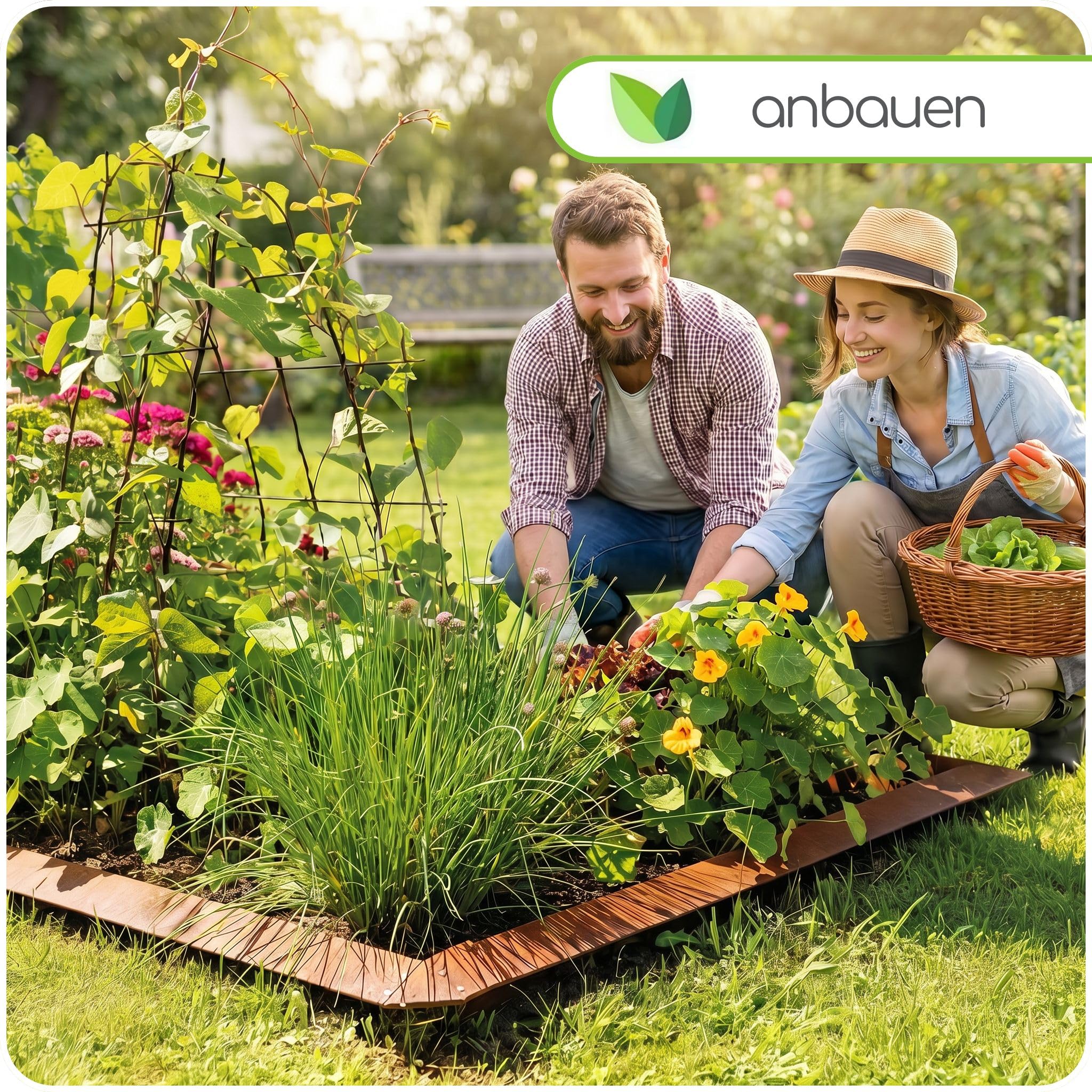 Schneckenzaun Cortenstahl 12er Set - 4x Ecke 90° + 8x Seitenteil 1m | Schneckenabwehr ohne Gift, Schneckenschutz Metall für Hochbeet & Garten, Schneckenschutz, Schneckensperre, rostoptik